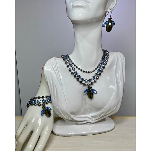 Coach Jewelry - Y2K Coach Poppy Swarovski Crystal Bee Necklace, Bracelet & Earring Jewelry Set